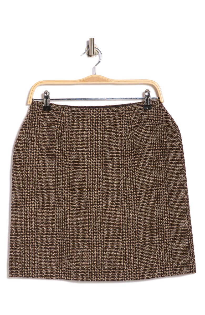 Calvin Klein Plaid Skirt, Alternate, color, Black/ Beige Multi