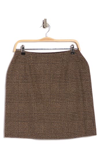 Calvin Klein Plaid Skirt In Brown