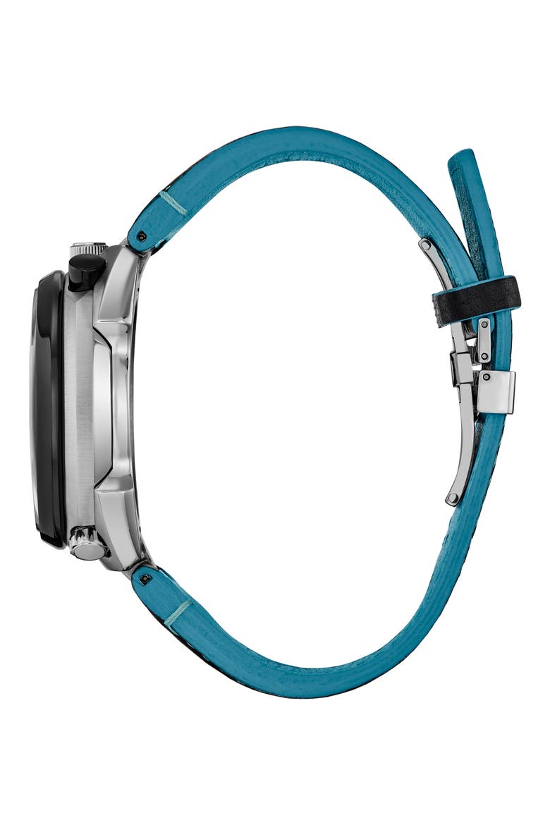 Promaster Tsuno Chronograph Racer Leather Strap Watch, 44.5mm, Alternate, color, BLACK/ BLUE