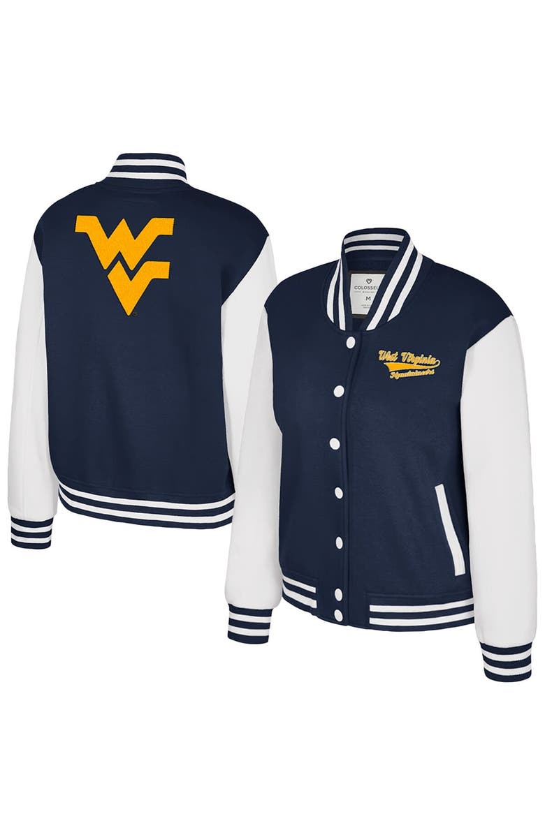 COLOSSEUM Women's Colosseum Navy West Virginia Mountaineers French Baguette Full Snap Fleece Jacket, Main, color, Navy