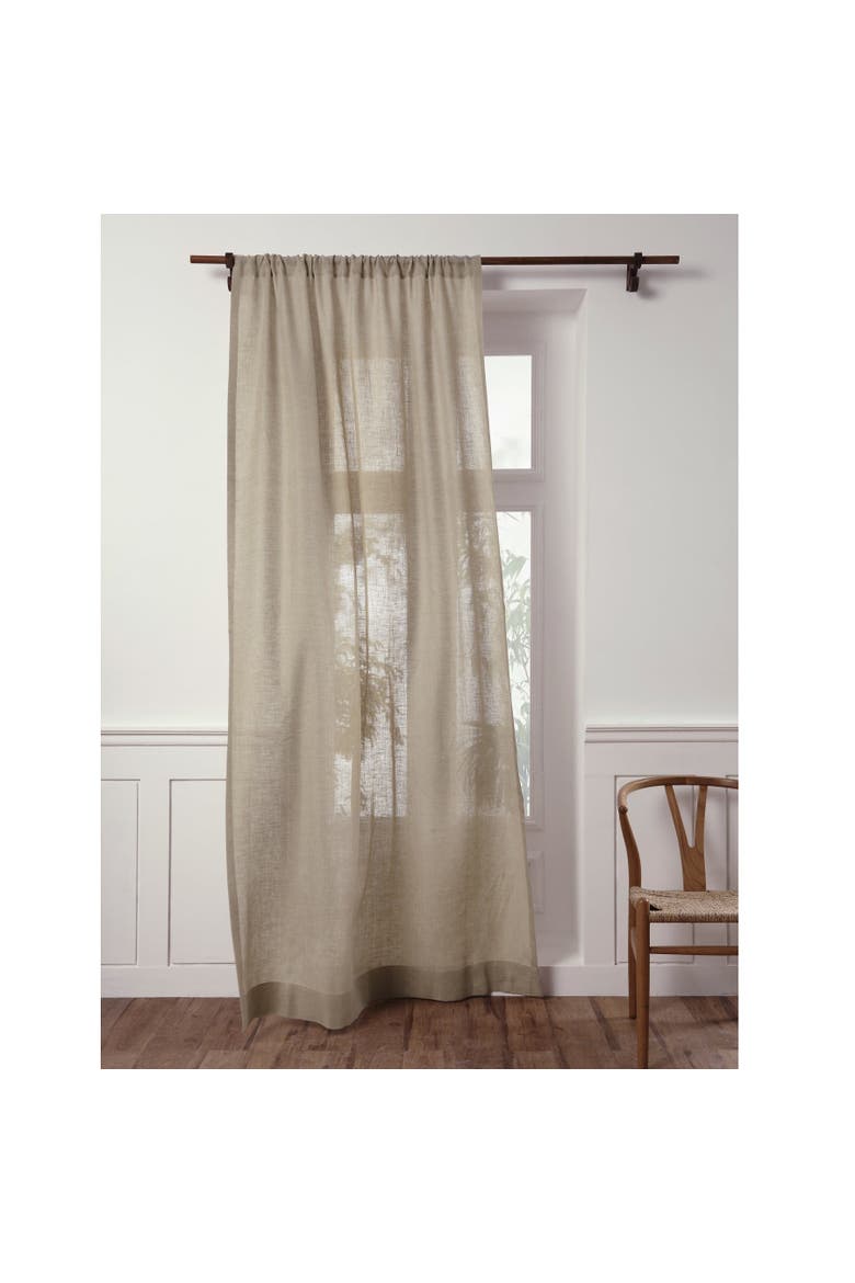 Linen Sheer Kitchen Curtain Single Panel with Rod Pocket, Main, color, Natural