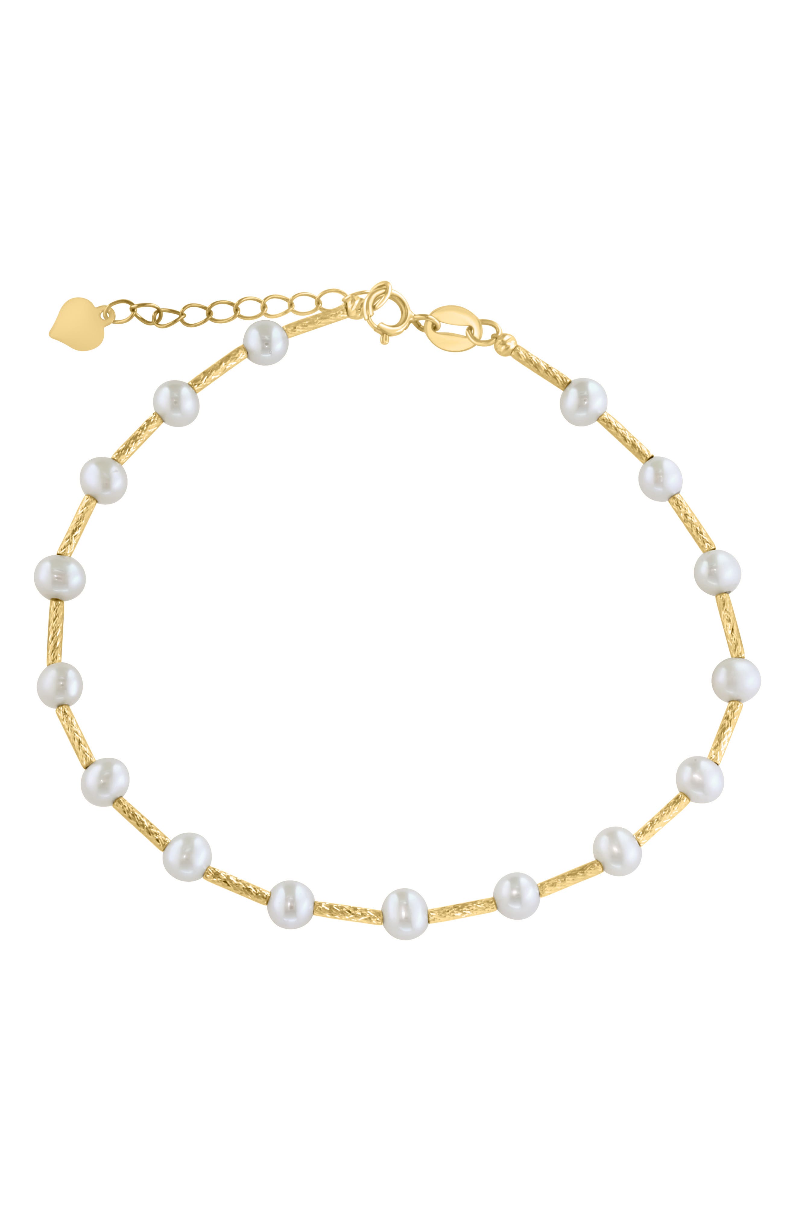 EFFY 14K Gold 4mm Freshwater Pearl Station Bracelet
