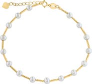 EFFY 14K Gold 4mm Freshwater Pearl Station Bracelet