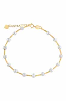 EFFY 14K Gold 4mm Freshwater Pearl Station Bracelet