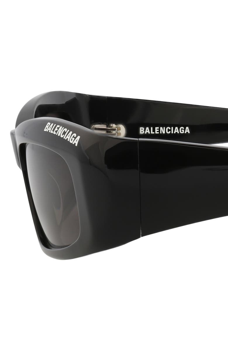 Balenciaga 57mm Rectangle Sunglasses, Alternate, color, Black Black Grey