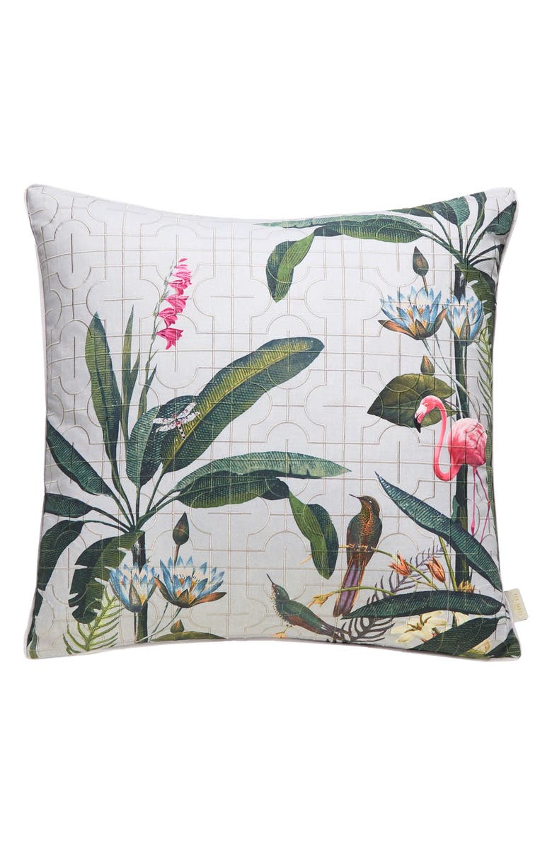 Ted Baker London Flamingo Print Embroidered Accent Pillow, Main, color,
