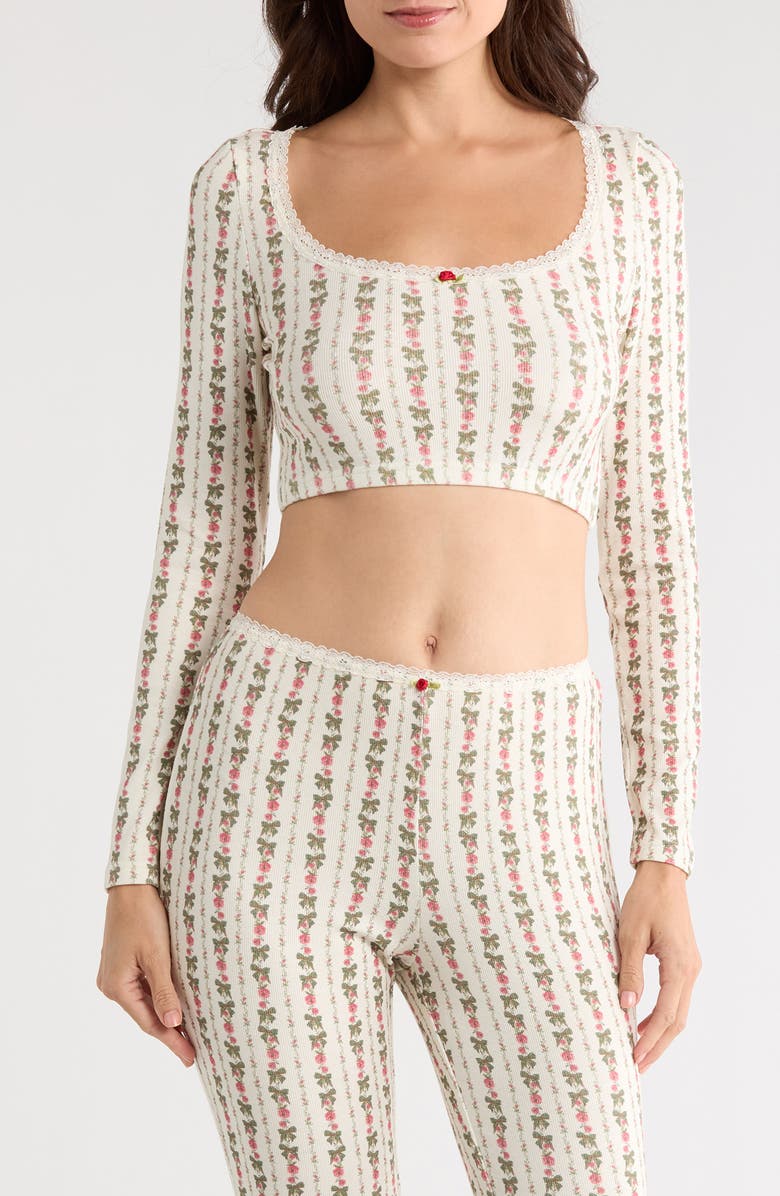 KILO BRAVA Print Flare Leg Pajama Pants, Main, color, Heirloom Rose