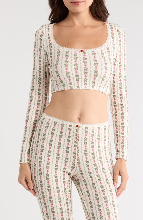 Print Flare Leg Pajama Pants