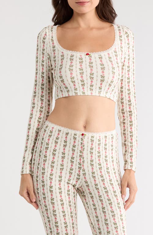 Kilo Brava Print Flare Leg Pajama Pants In White