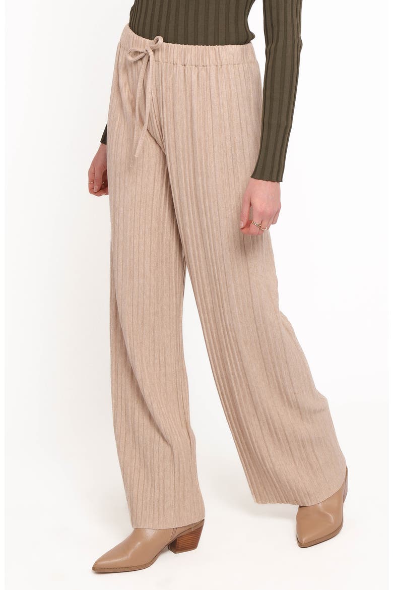 Davis Pleated Wide Leg Knit Pants, Alternate, color, BEIGE