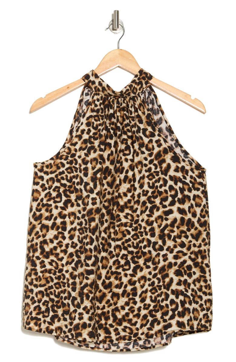 Renee C Leopard Tie Neck Top, Alternate, color, Chocolate