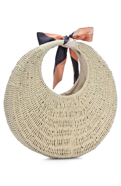 Madison West Structured Woven Straw Hobo Shoulder Bag In Cream