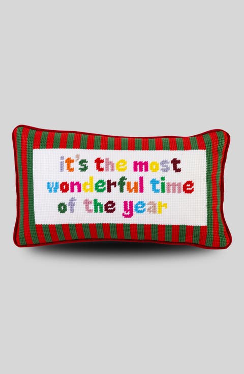 Wonderful Time Needlepoint Pillow