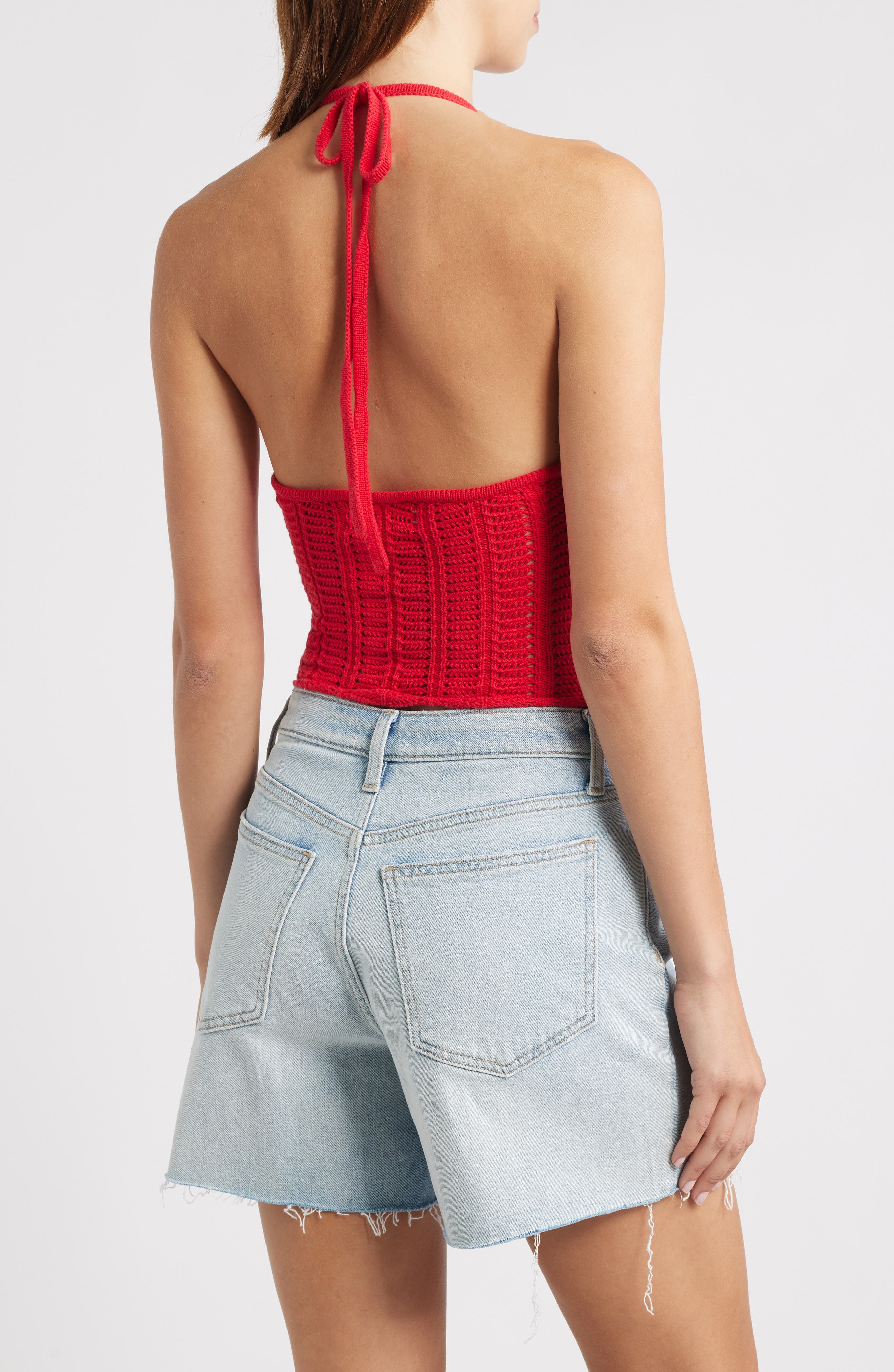 Kelli Open Stitch Cotton Halter Top - image 4