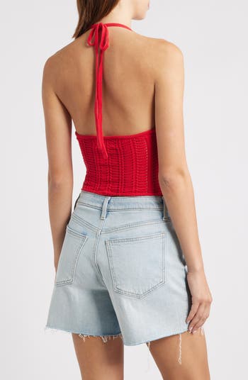 Kelli Open Stitch Cotton Halter Top