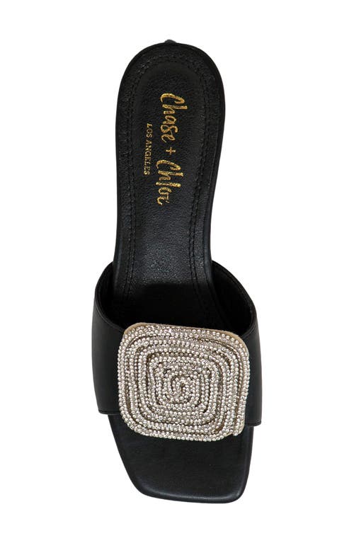 Chase & Chloe Chase And Chloe Flores Squared Spiral Rhinestone Sandal In Black