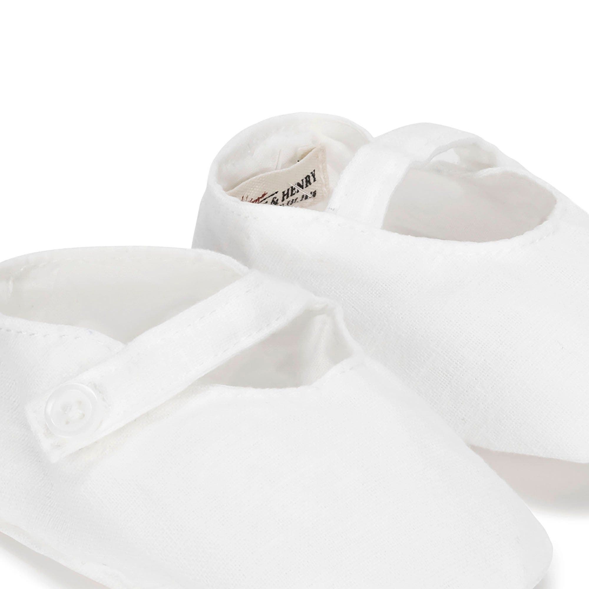 Hope & Henry Baby Linen Button Strap Soft Shoe, Infant, Alternate, color, Soft White Linen Strap