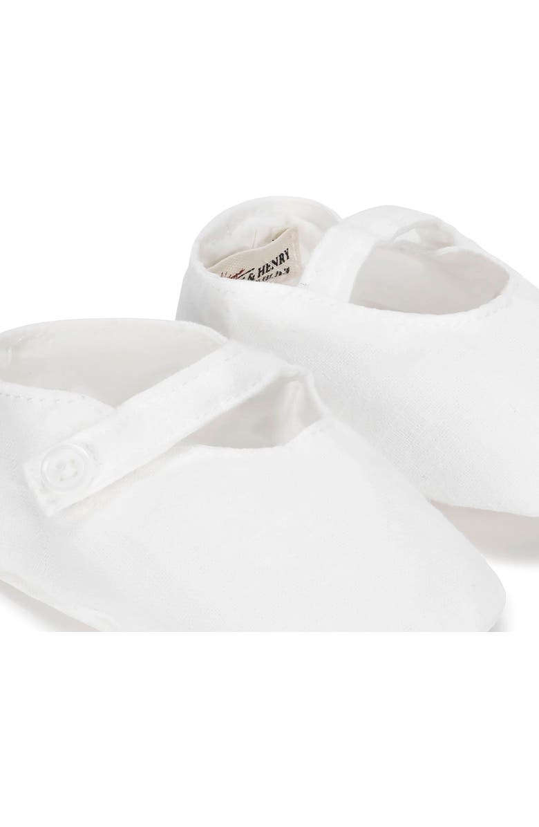 Hope & Henry Baby Linen Button Strap Soft Shoe, Infant, Alternate, color, Soft White Linen Strap