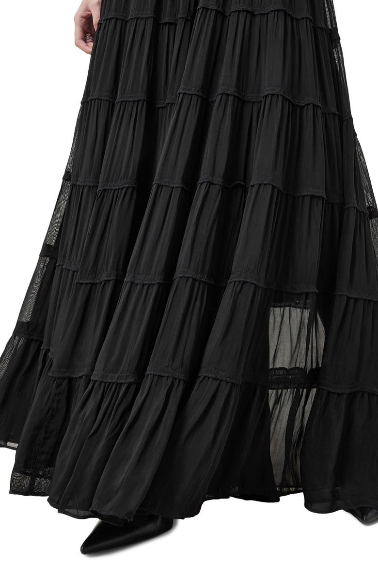 AllSaints Eva Tiered Maxi Skirt, Alternate, color,