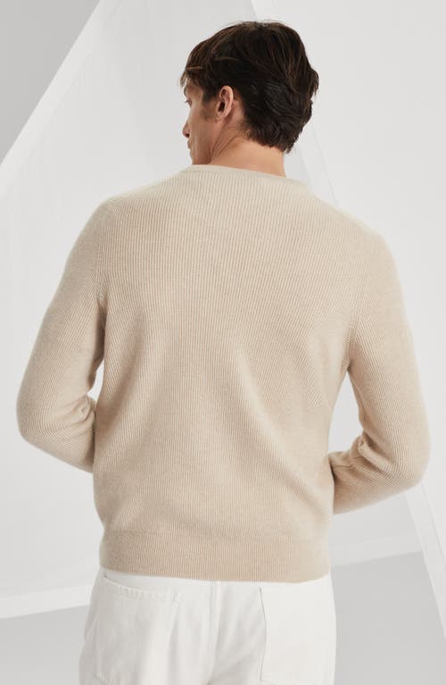 Brunello Cucinelli English Rib Knit Sweater In Sand
