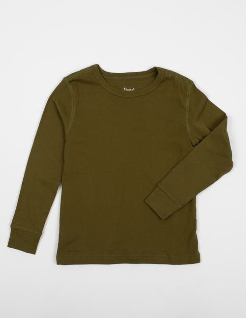 Leveret Kids Long Sleeve T-shirt, 100% Cotton, Solid Colors In Green