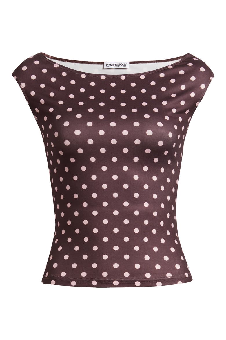 Cheirosa Polka Dot Off the Shoulder Top, Alternate, color, CHOCOLATE / PINK