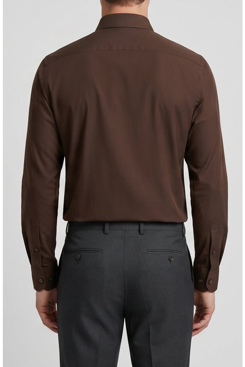 Stretch Cotton Dress Shirt, Alternate, color, BROWN