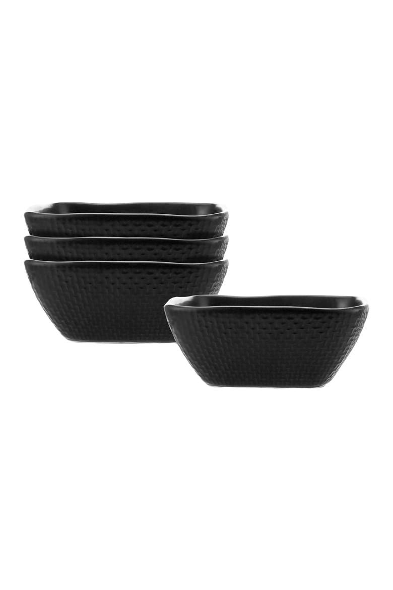 Olivia Stoneware 4-Piece Bowl Set, Main, color, Black