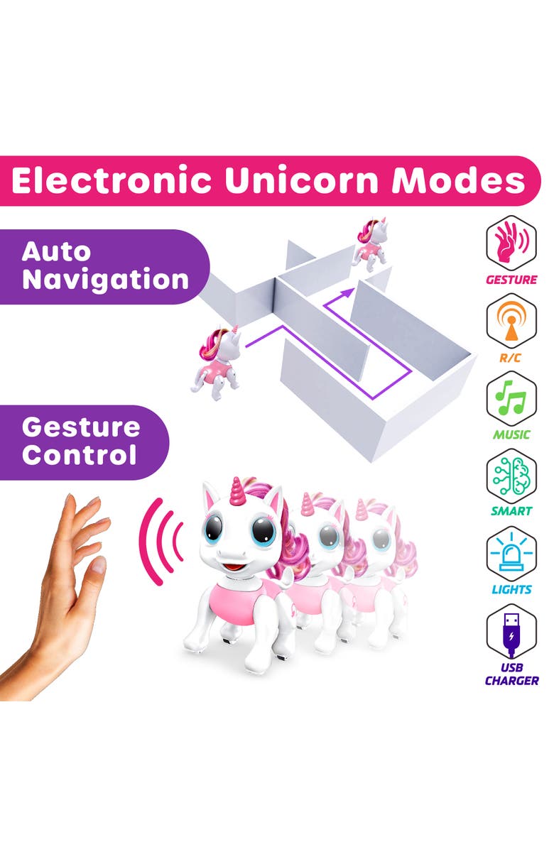 Power Your Fun Robo Pets Unicorn Toy, Alternate, color, White, Pink