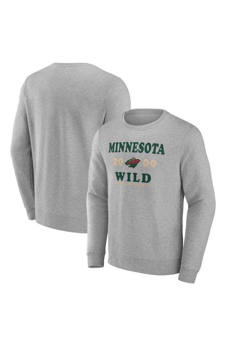 FANATICS Men's Fanatics Branded Heather Charcoal Minnesota Wild Fierce Competitor Pullover Sweatshirt, Main, color, Charcoal