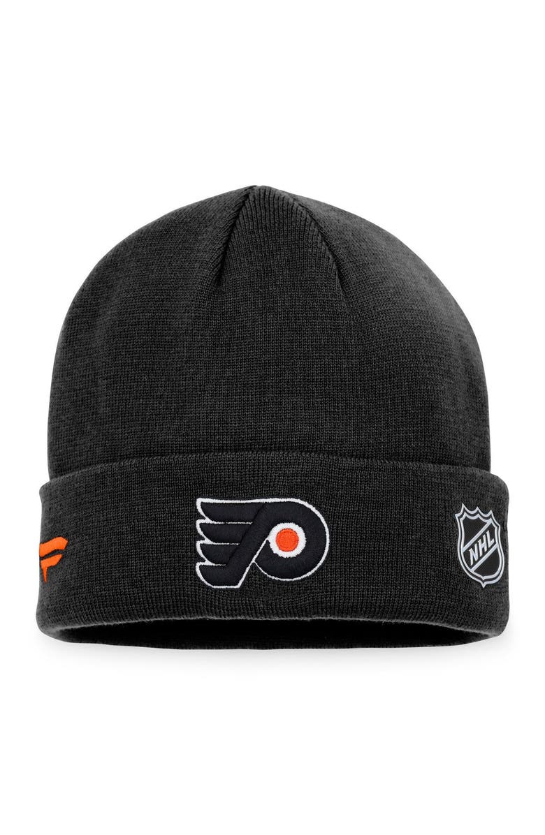 FANATICS Men's Fanatics Branded Black Philadelphia Flyers Authentic Pro Rink Cuffed Knit Hat, Alternate, color, Black