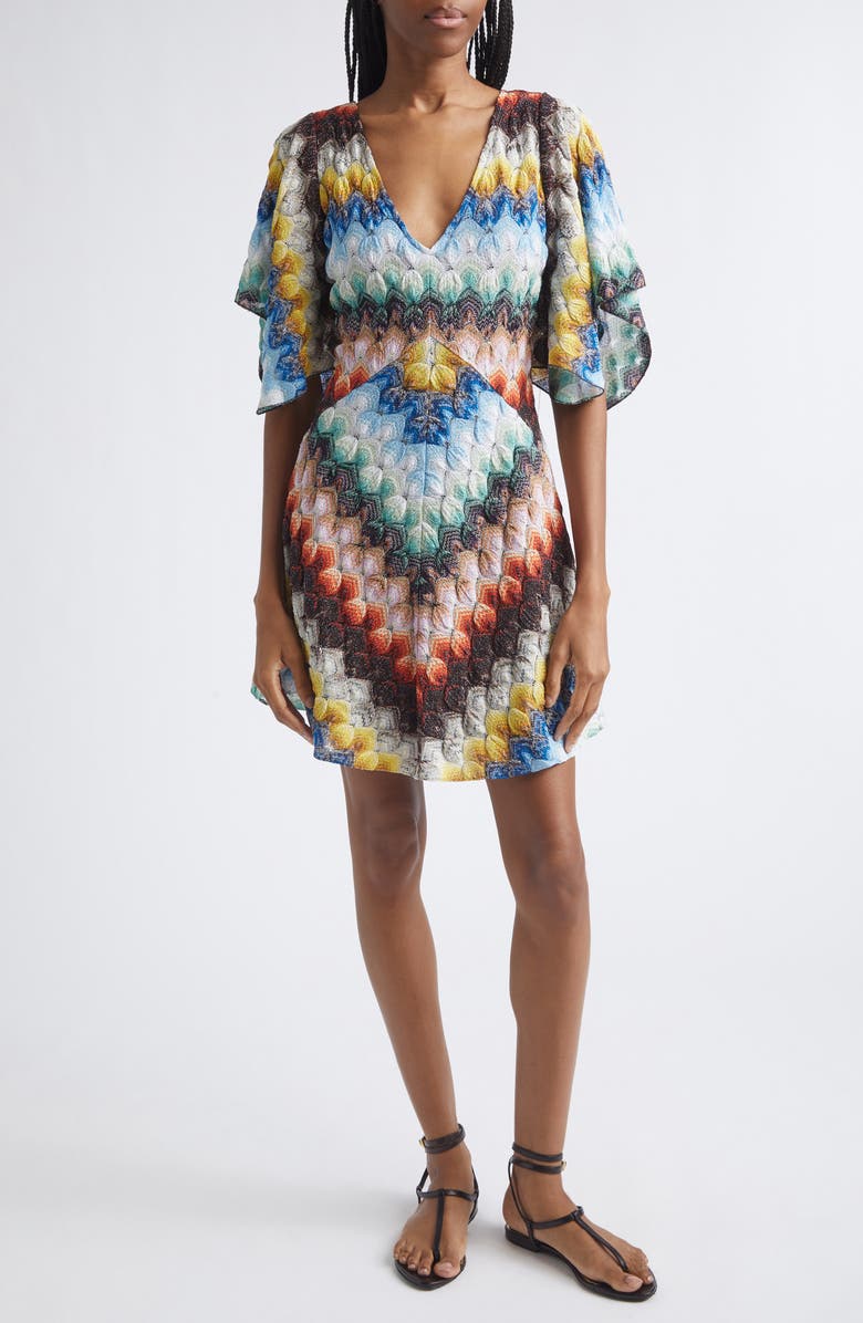 Missoni Lace Motif Lamé Minidress, Main, color, Multicolor On Black Base