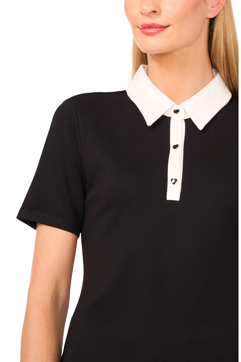 Contrast Trim Short Sleeve Polo, Alternate, color, RICH BLACK