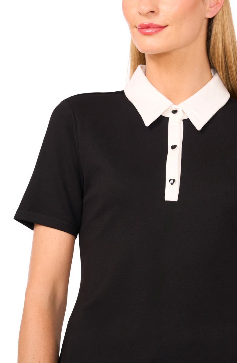 CeCe Contrast Trim Short Sleeve Polo, Alternate, color,