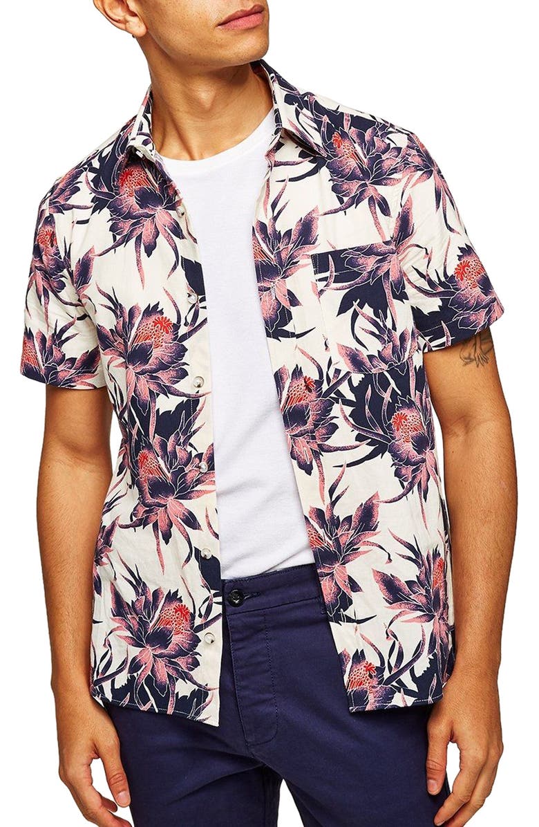 Topman Floral Print Shirt, Main, color, 