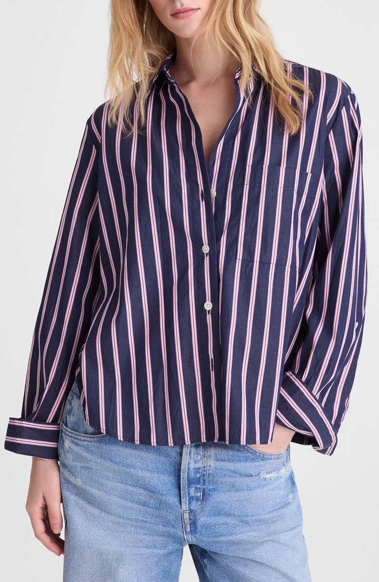 Madewell The Signature Cotton Poplin Y-Neck Shirt, Main, color, Classic Indigo