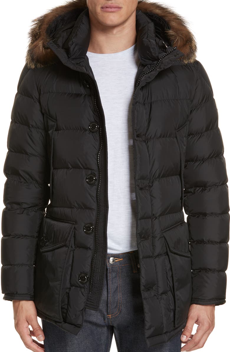 Moncler Cluny Giubbotto Down Parka with Genuine Coyote Fur Trim, Alternate, color,