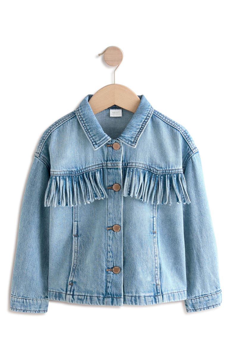 NEXT Kids
Fringe Denim Trucker Jacket, Main, color,