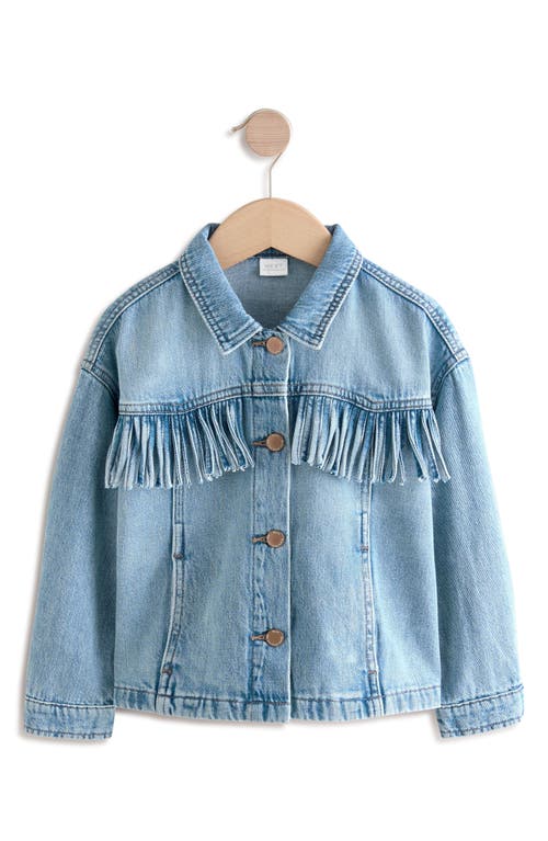 Next Kids' Fringe Denim Trucker Jacket In Blue