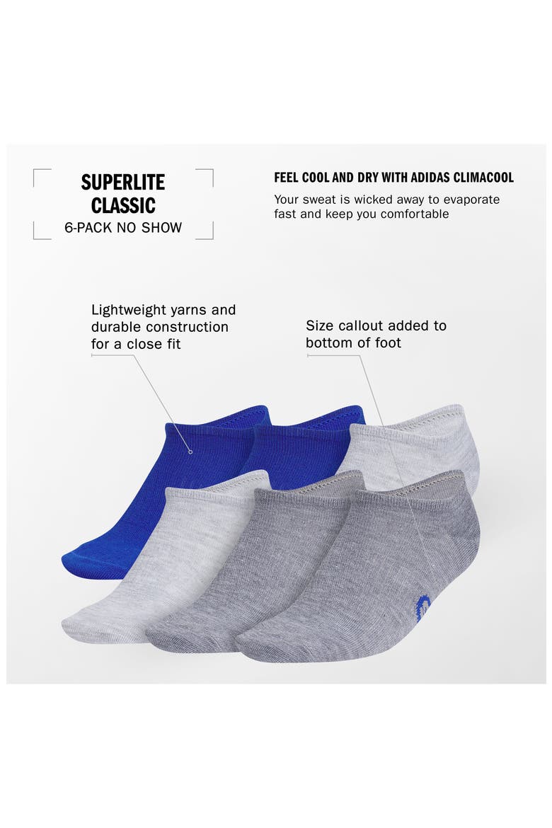 Kids' 6-Pack Superlite Classic Sport Ankle Socks, Alternate, color, TEAM ROYAL/ GREY