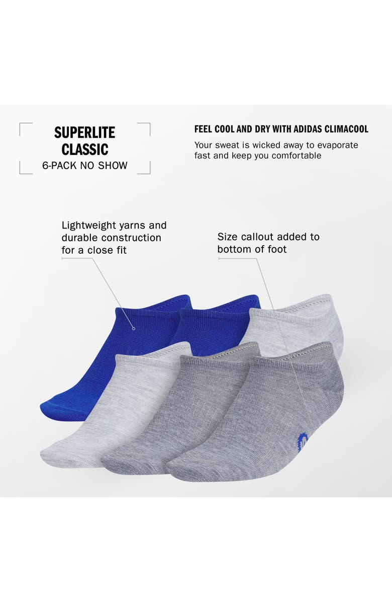 adidas Kids' 6-Pack Superlite Classic Sport Ankle Socks, Alternate, color, 