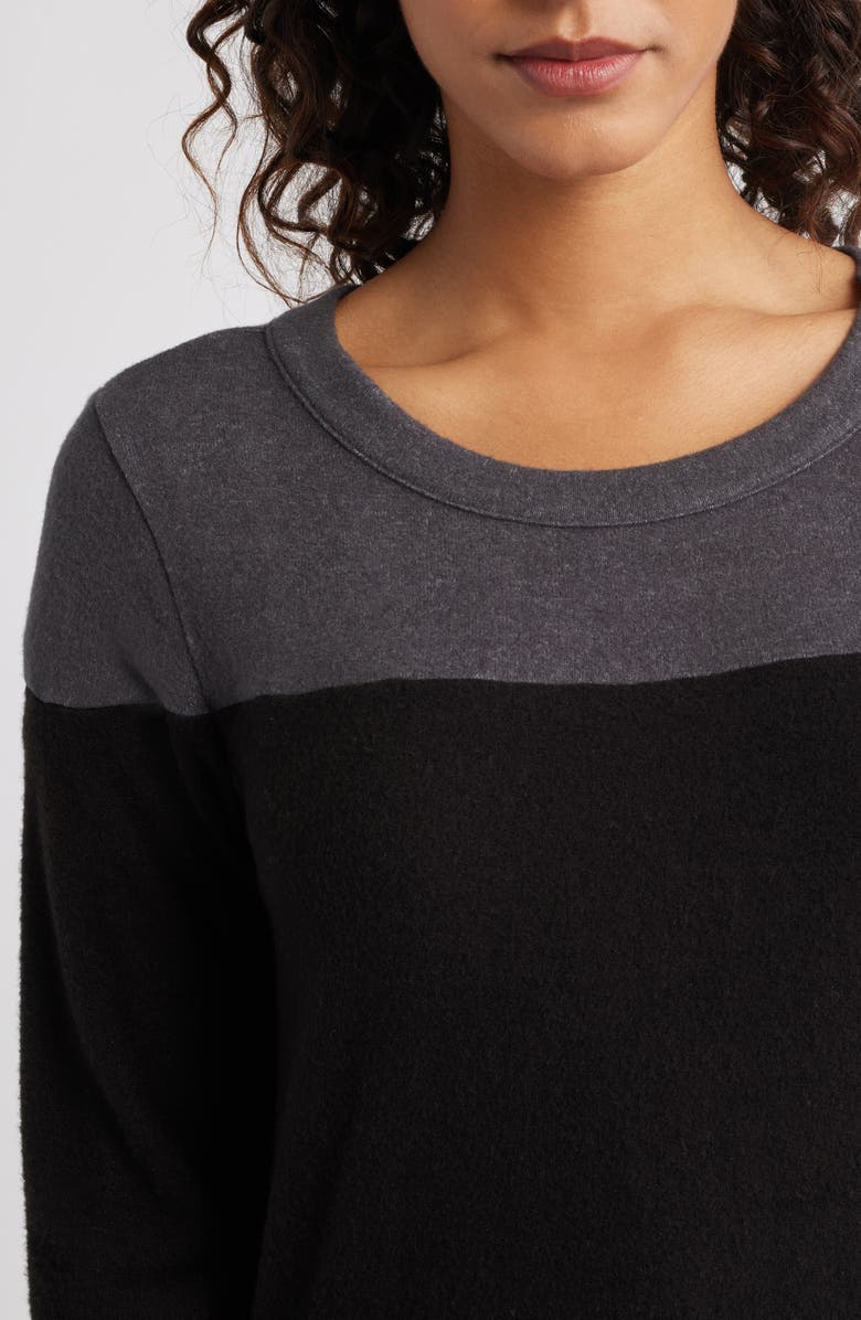 Loveappella Block Crewneck Top, Alternate, color, Grey/ Black