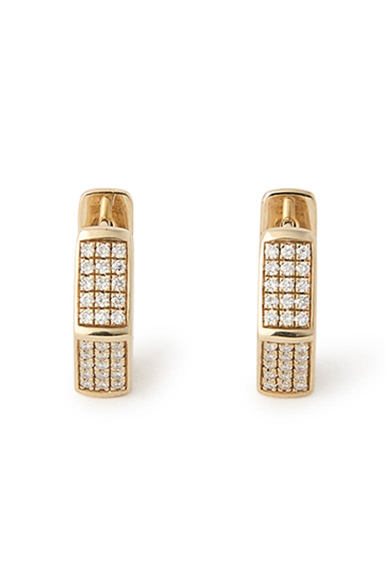 Hex Nut Diamond Huggie Hoop Earrings, Alternate, color, YELLOW GOLD