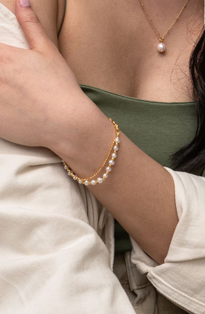 Dower & Hall White Freshwater Timeless Pearl Bracelet, Alternate, color, Yellow Gold Vermeil