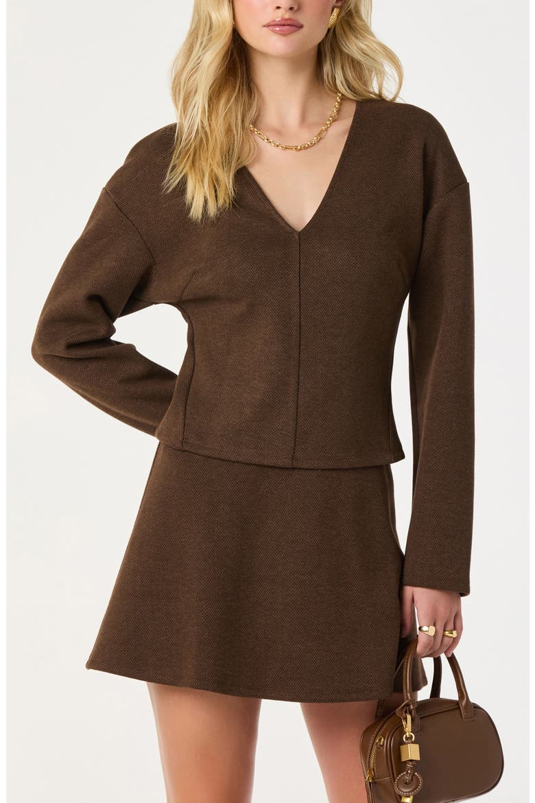 Swing Knit Miniskirt, Alternate, color, BROWN