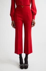Valentino Wool Crepe Crop Flare Pants