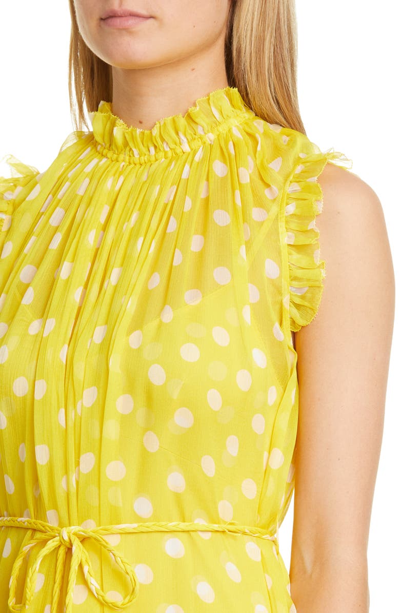Zimmermann Brightside Polka Dot Silk Chiffon Midi Dress, Alternate, color,
