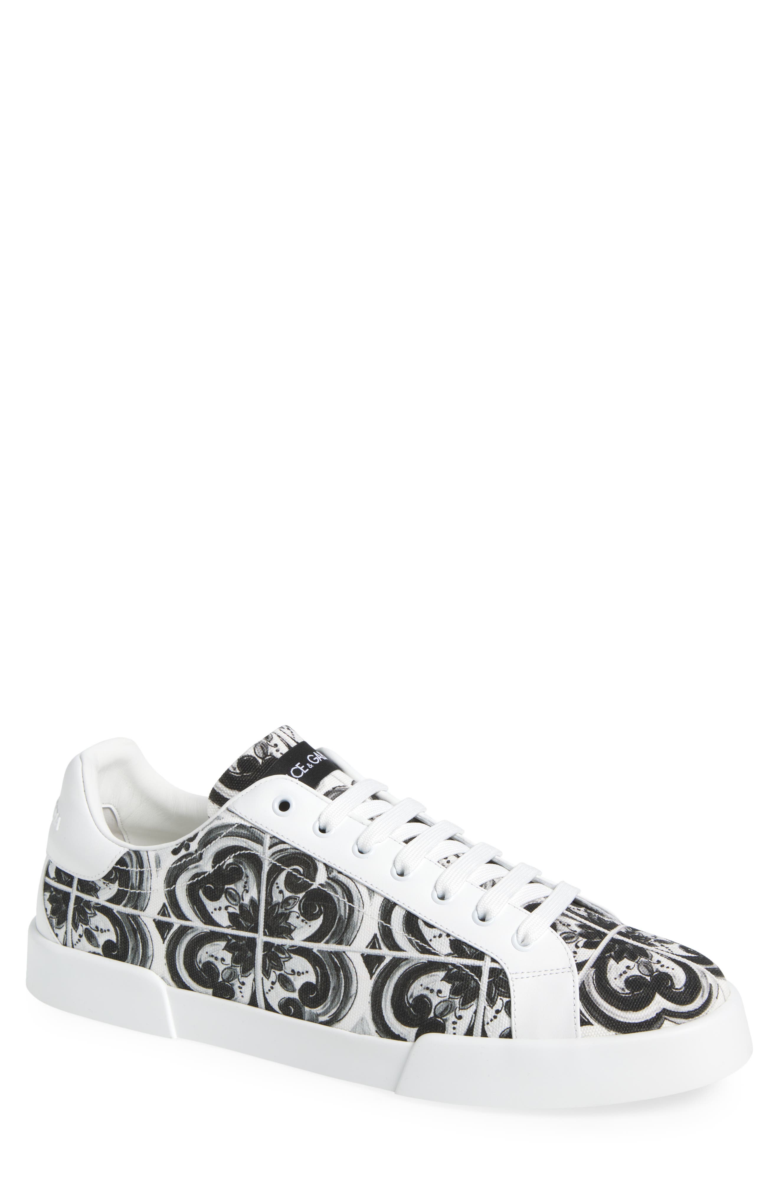 Dolce&Gabbana Portofino Majolica Print Sneaker, Main, color, Iu3tn Maiolica 3 Nero