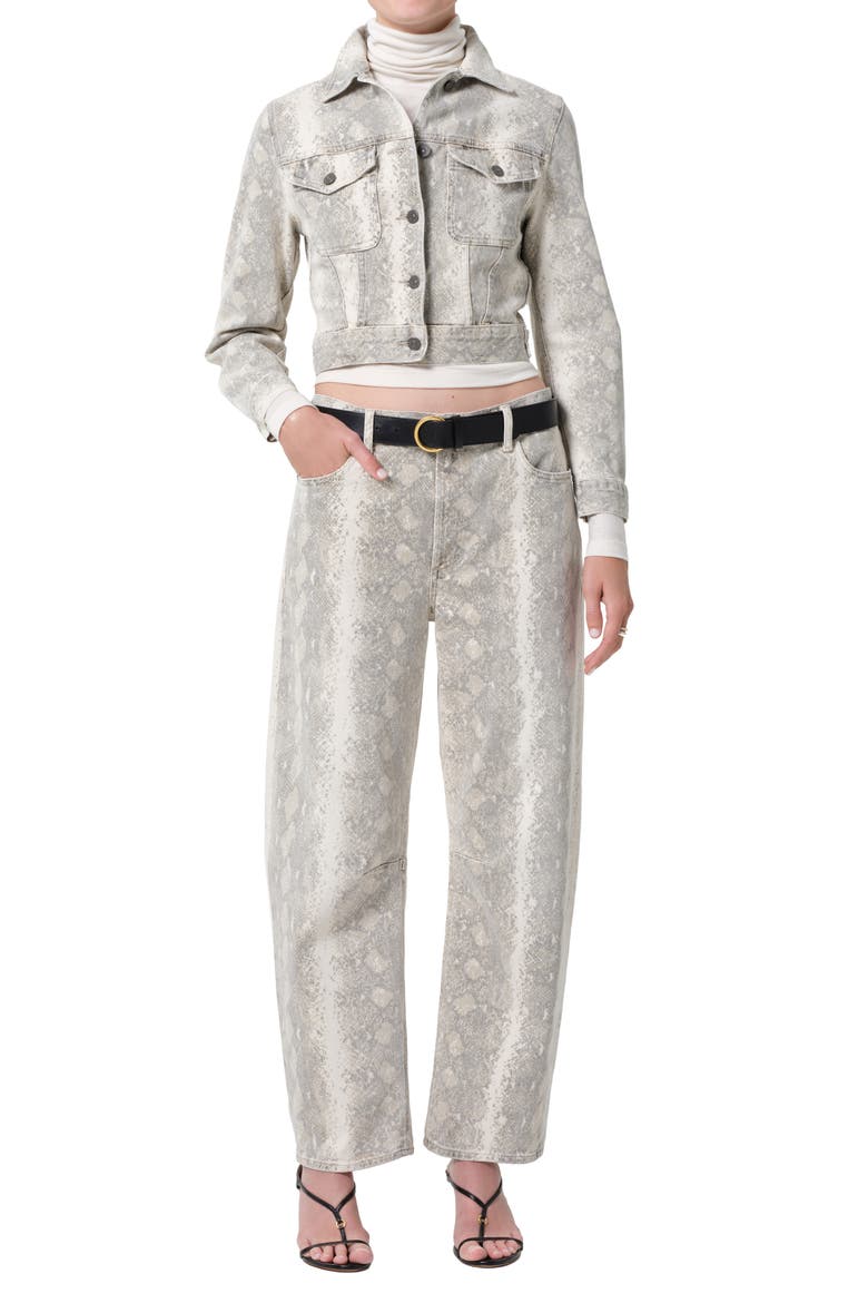 Charisse Shrunken Denim Jacket, Alternate, color, PYTHON SNAKE P