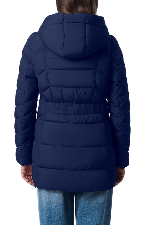 Bernardo Hooded Puffer Jacket With Bib In Navy